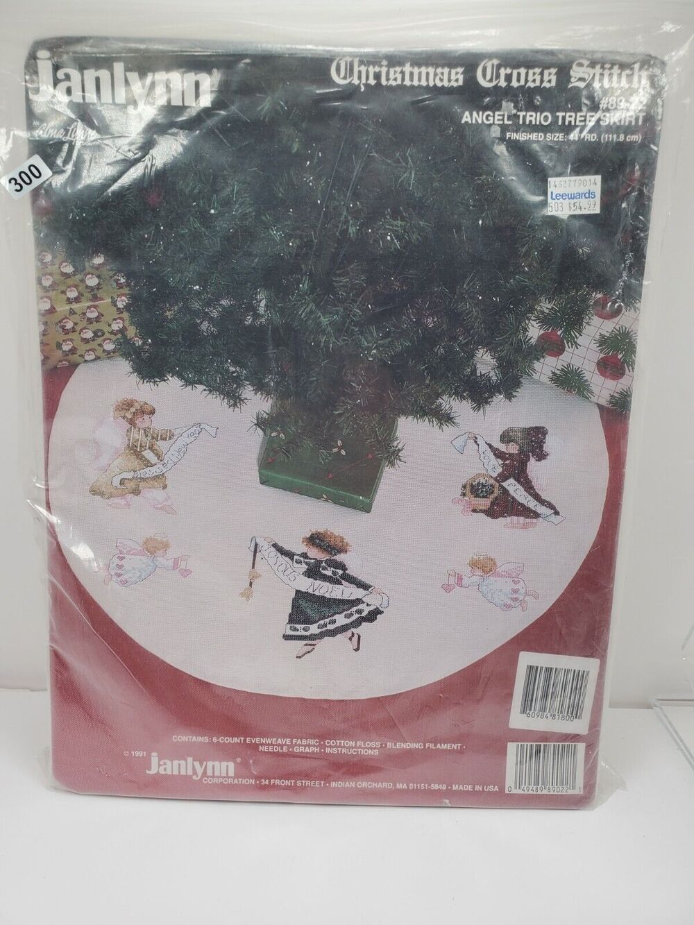 Janlynn Christmas Cross Stitch Angel Trio Tree Skirt Kit NEW #89-22 Open 44"